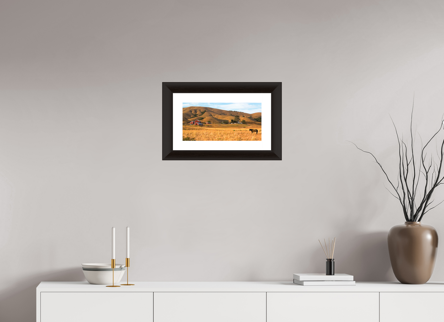 Horse and Red Barns