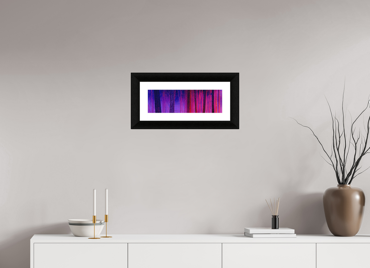 18 x 6″, Framed Paper Print - Black Frame The Color of Firelight