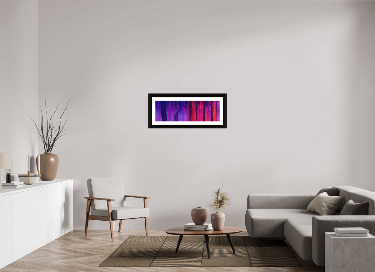 36 x 12″, Framed Paper Print - Black Frame The Color of Firelight