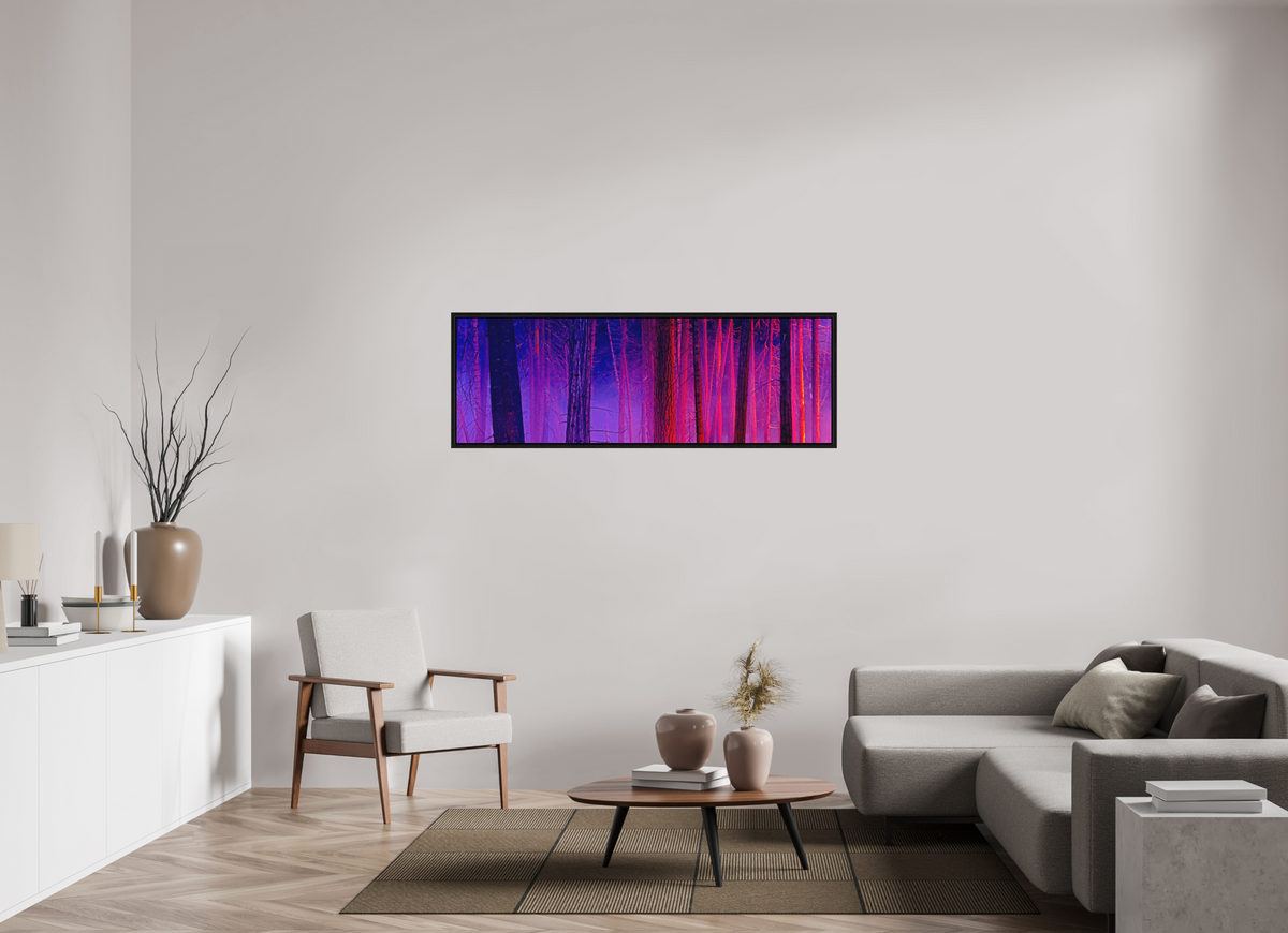 60 x 20″, Acrylic Face Mount with Black Float Frame The Color of Firelight