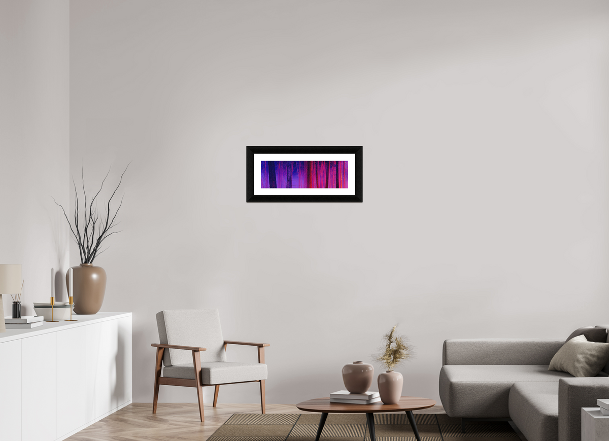24 x 8″, Framed Paper Print - Black Frame The Color of Firelight