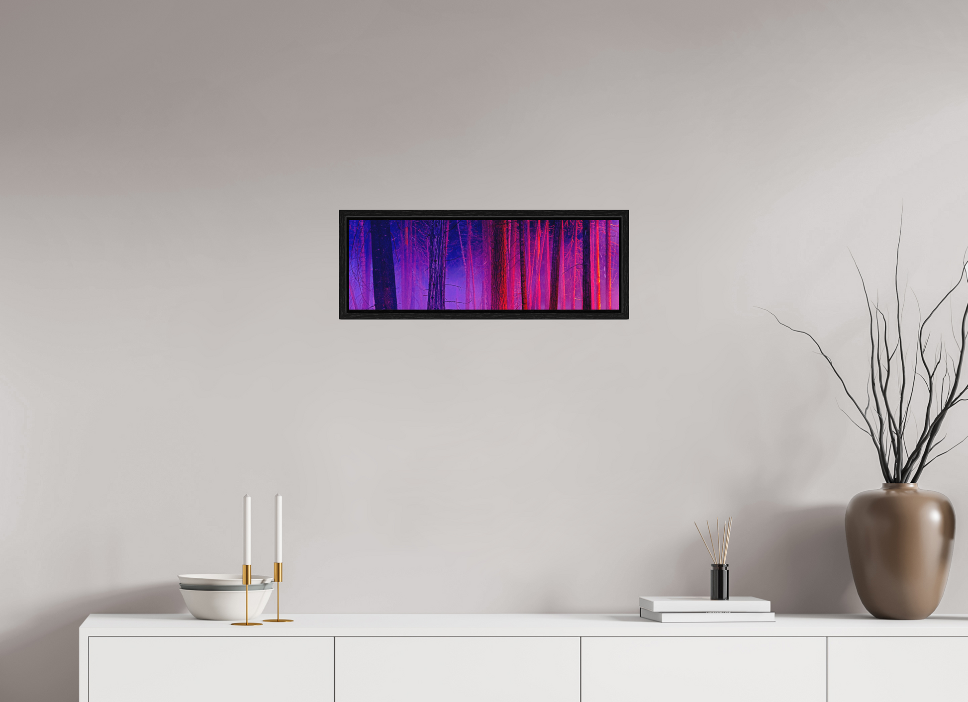 24 x 8″, Acrylic Face Mount with Black Float Frame The Color of Firelight